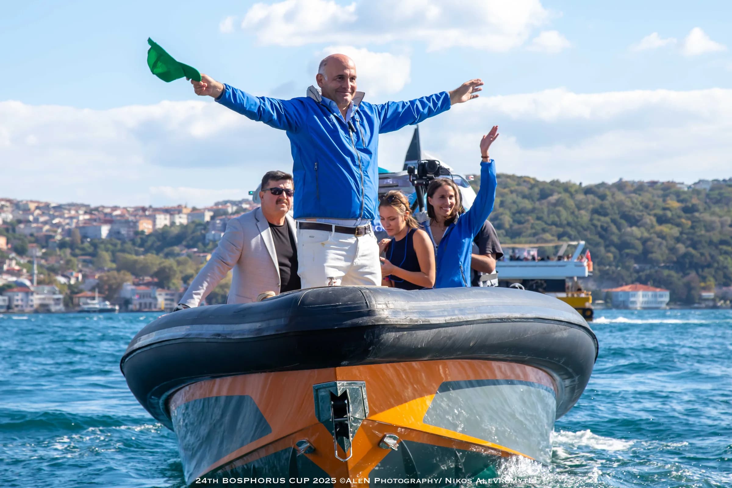 Orhan Refik Gorbon on the Bosphorus during the race.